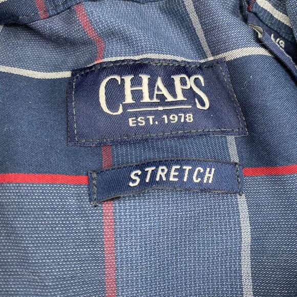 Chaps Blue & White Plaid Long Sleeve Button-Up Shirt | Size L - Picture 7 of 7